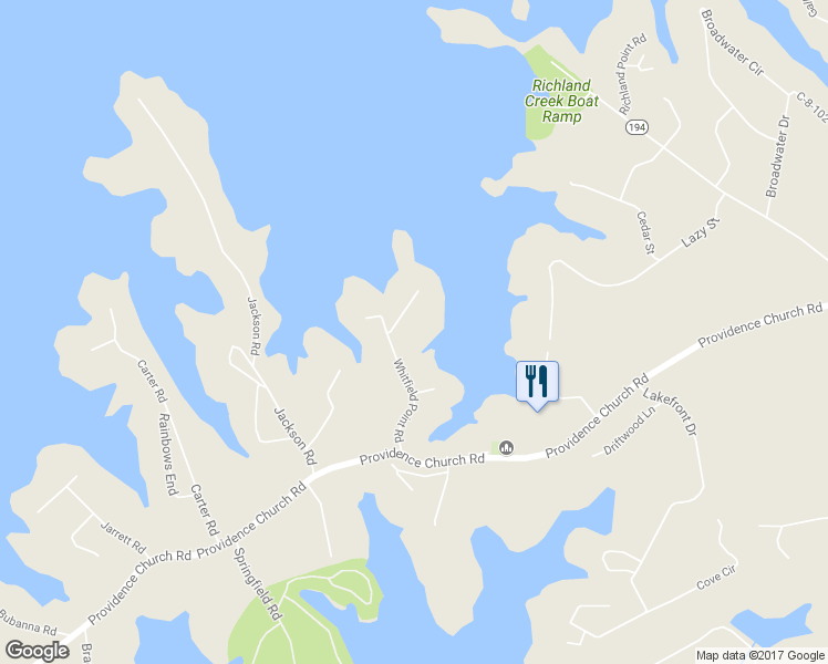 map of restaurants, bars, coffee shops, grocery stores, and more near 1102 Whitfield Point Road in Anderson