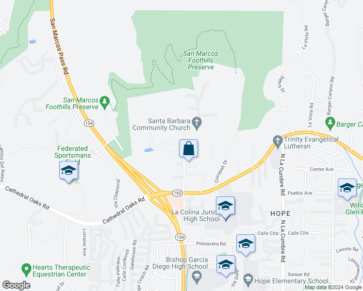 map of restaurants, bars, coffee shops, grocery stores, and more near 965 Cieneguitas Road in Santa Barbara