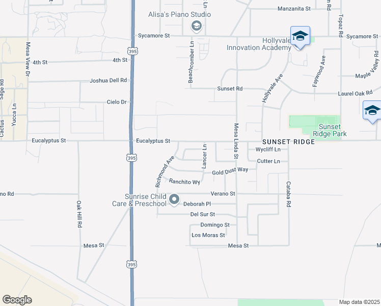 map of restaurants, bars, coffee shops, grocery stores, and more near 12359 Bear Ridge Way in Victorville
