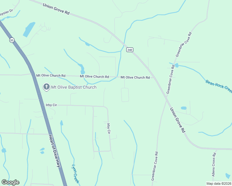 map of restaurants, bars, coffee shops, grocery stores, and more near 588 Mount Olive Church Road in Union Grove