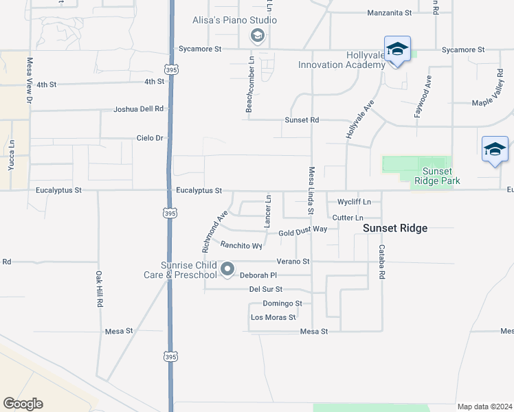 map of restaurants, bars, coffee shops, grocery stores, and more near 12359 Bear Ridge Way in Victorville
