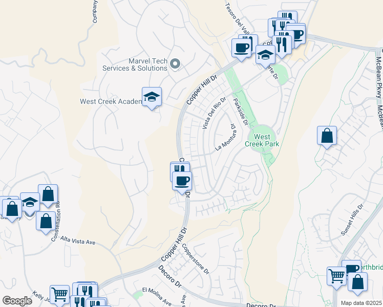 map of restaurants, bars, coffee shops, grocery stores, and more near 24496 Marzal Street in Santa Clarita