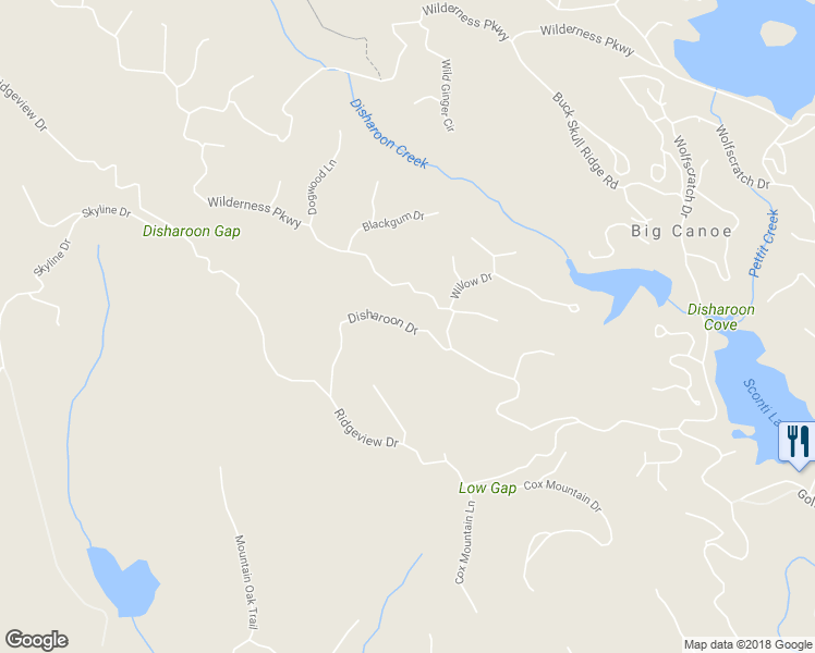 map of restaurants, bars, coffee shops, grocery stores, and more near Disharoon Drive in Pickens County