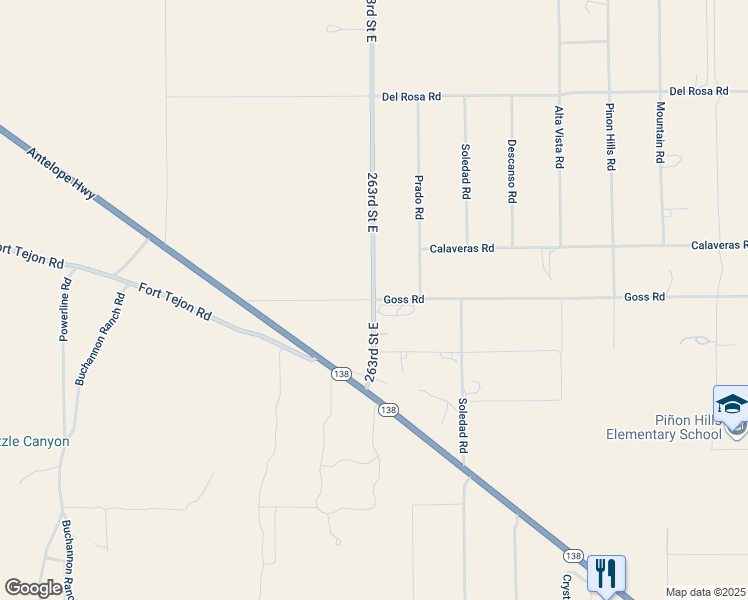 map of restaurants, bars, coffee shops, grocery stores, and more near 2 Goss Road in Pinon Hills