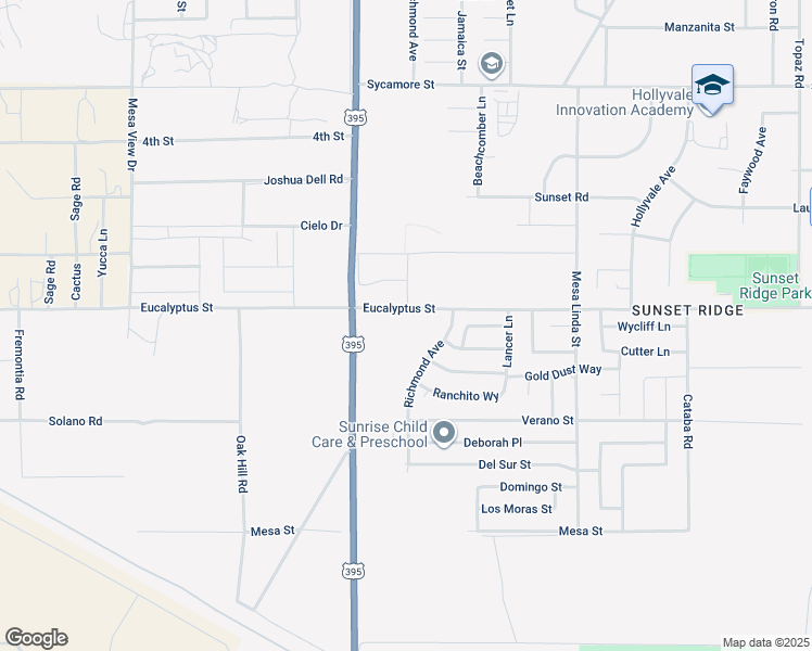 map of restaurants, bars, coffee shops, grocery stores, and more near Eucalyptus Street in Victorville
