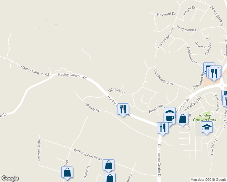 map of restaurants, bars, coffee shops, grocery stores, and more near 28546 Gibraltar Lane in Castaic