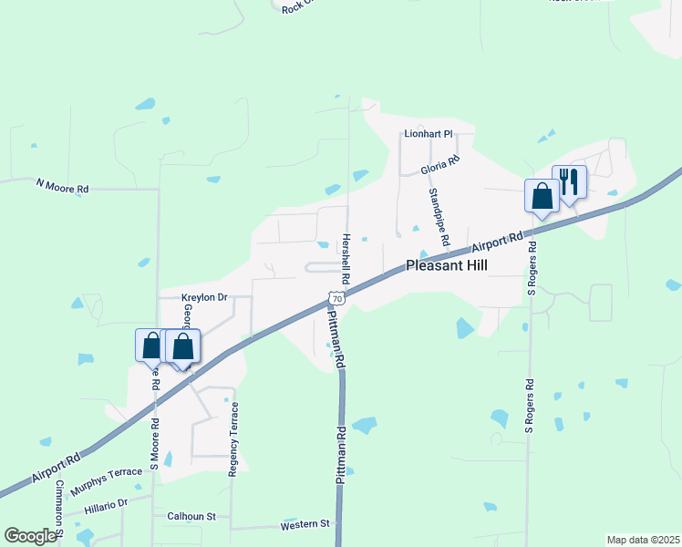 map of restaurants, bars, coffee shops, grocery stores, and more near 103 Hershell Loop in Hot Springs