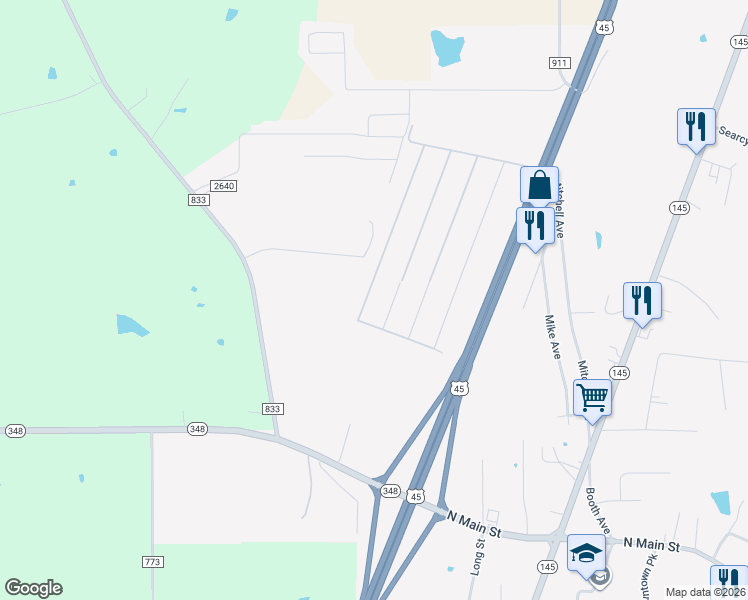 map of restaurants, bars, coffee shops, grocery stores, and more near 100-198 Joyce Street in Guntown