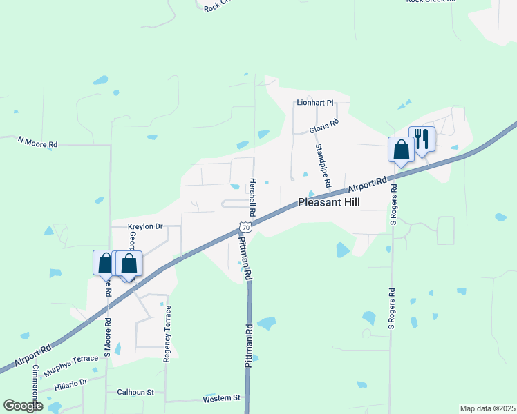 map of restaurants, bars, coffee shops, grocery stores, and more near 103 Hershell Loop in Hot Springs