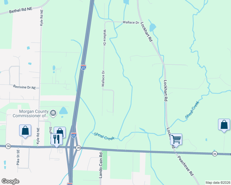 map of restaurants, bars, coffee shops, grocery stores, and more near 48 Meadowlark Drive in Hartselle