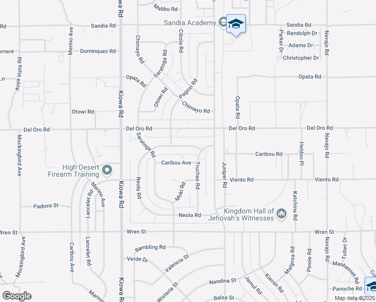 map of restaurants, bars, coffee shops, grocery stores, and more near 21165 Neola Road in Apple Valley