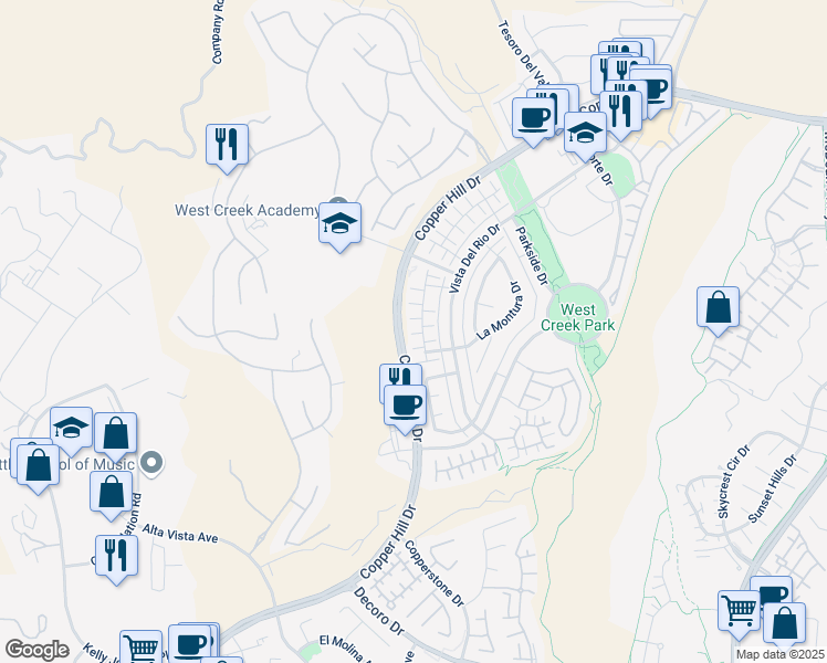 map of restaurants, bars, coffee shops, grocery stores, and more near 28447 Herrera Street in Santa Clarita