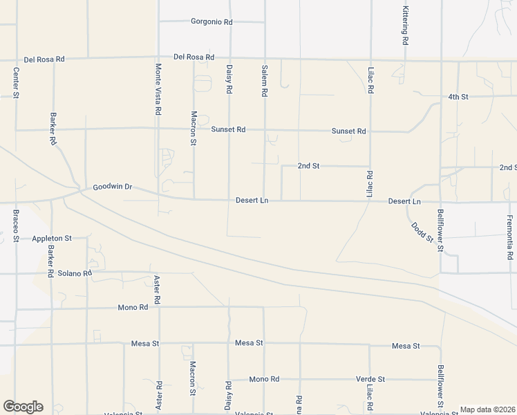 map of restaurants, bars, coffee shops, grocery stores, and more near 10783 Goss Road in Victorville