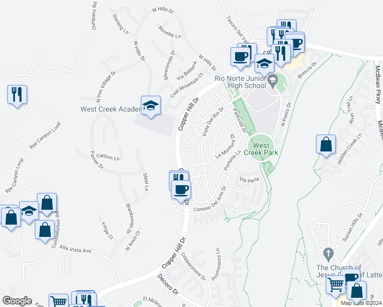 map of restaurants, bars, coffee shops, grocery stores, and more near 28488 Herrera Street in Santa Clarita