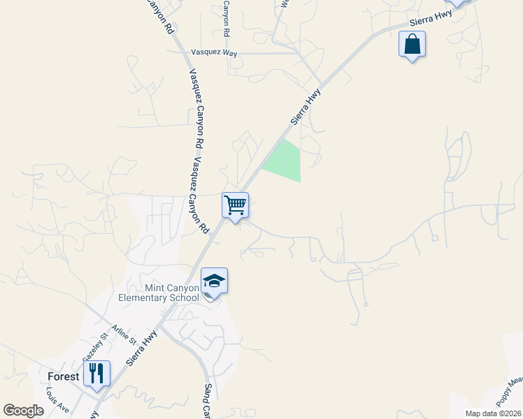 map of restaurants, bars, coffee shops, grocery stores, and more near 16166 Sierra Highway in Santa Clarita