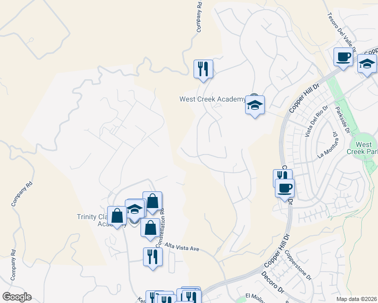 map of restaurants, bars, coffee shops, grocery stores, and more near 24923 Hearth Court in Santa Clarita