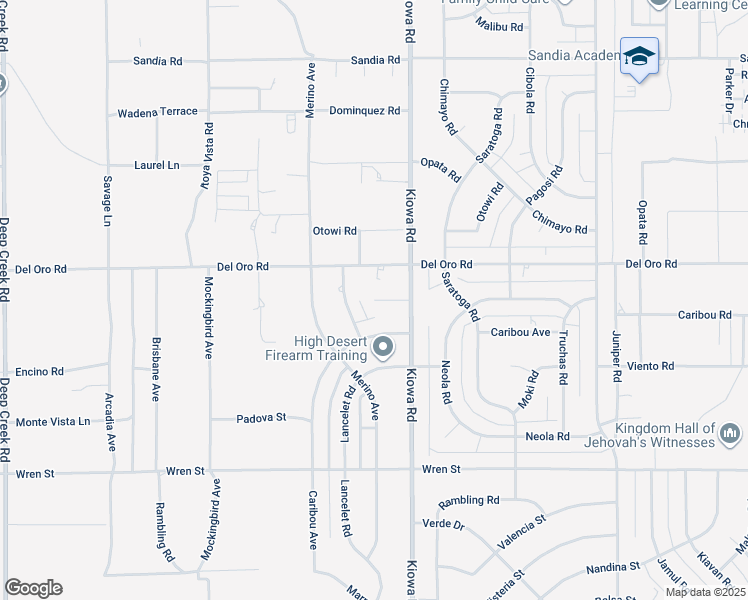 map of restaurants, bars, coffee shops, grocery stores, and more near Kiowa Place in Apple Valley