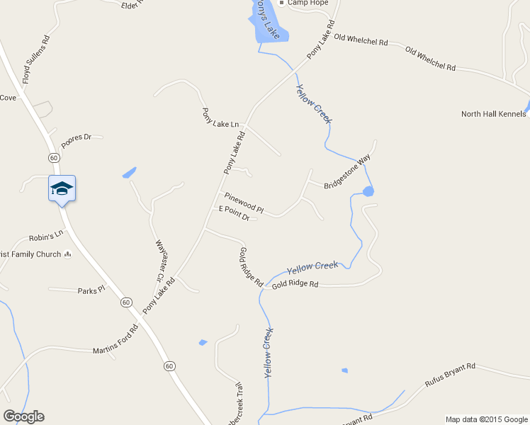 map of restaurants, bars, coffee shops, grocery stores, and more near 105 Pinewood Place in Dahlonega