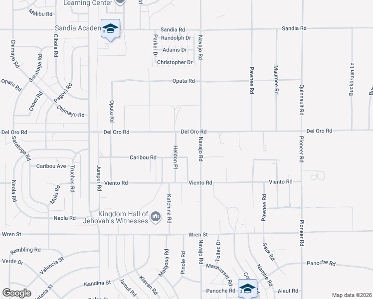 map of restaurants, bars, coffee shops, grocery stores, and more near 11283 Tecopa Road in Apple Valley