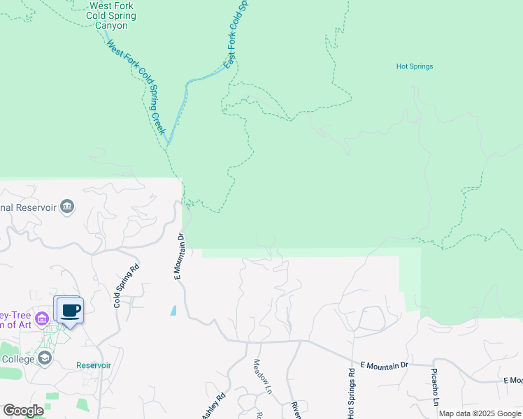 map of restaurants, bars, coffee shops, grocery stores, and more near 1122 East Mountain Drive in Santa Barbara