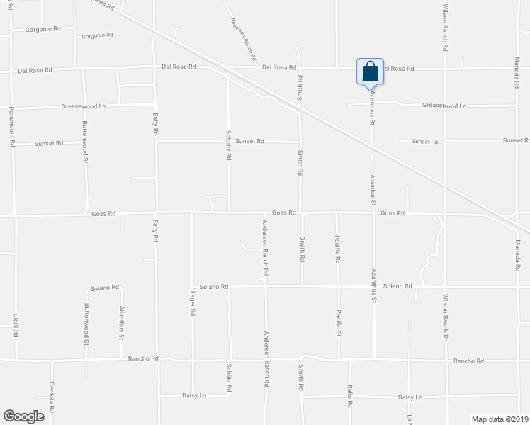 map of restaurants, bars, coffee shops, grocery stores, and more near Anderson Ranch Road in Phelan