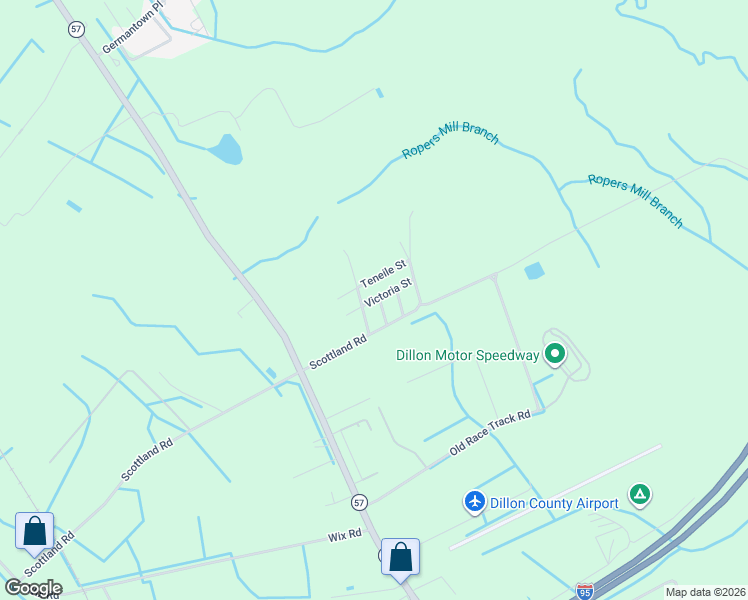 map of restaurants, bars, coffee shops, grocery stores, and more near 1101-1199 Teneile Street in Dillon