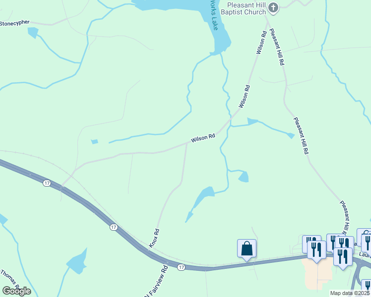 map of restaurants, bars, coffee shops, grocery stores, and more near 343 Knox Road in Martin