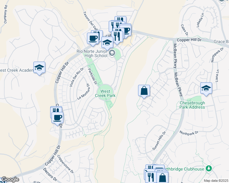 map of restaurants, bars, coffee shops, grocery stores, and more near 24112 Village Circle Drive in Santa Clarita
