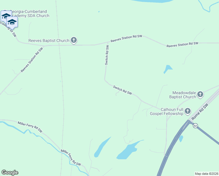 map of restaurants, bars, coffee shops, grocery stores, and more near in Calhoun