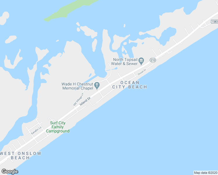 map of restaurants, bars, coffee shops, grocery stores, and more near 2688 Island Drive in Sneads Ferry