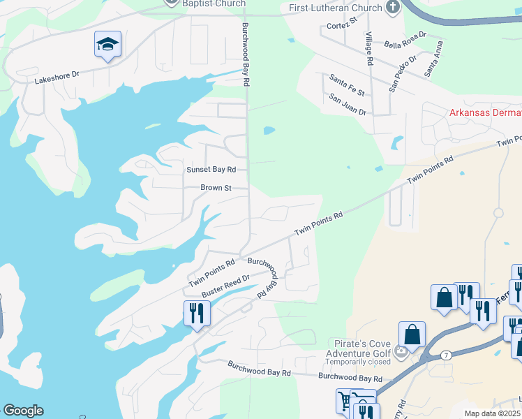 map of restaurants, bars, coffee shops, grocery stores, and more near 126 Oak Bend Loop in Hot Springs