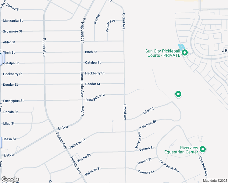 map of restaurants, bars, coffee shops, grocery stores, and more near 18436 Eucalyptus St in Hesperia
