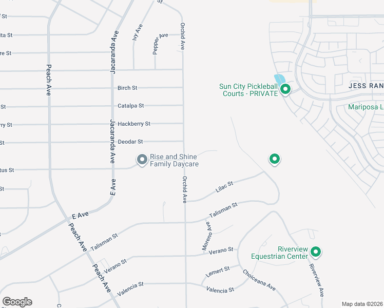 map of restaurants, bars, coffee shops, grocery stores, and more near 18530 Eucalyptus Street in Hesperia