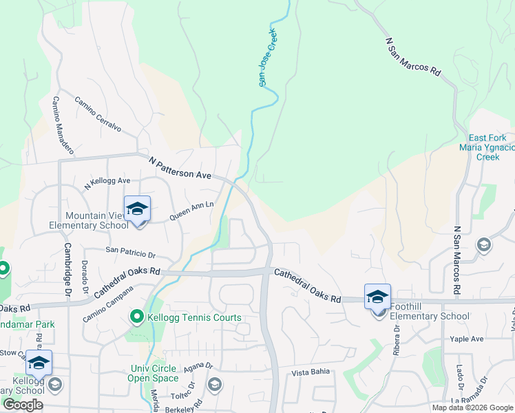 map of restaurants, bars, coffee shops, grocery stores, and more near 962 North Patterson Avenue in Santa Barbara