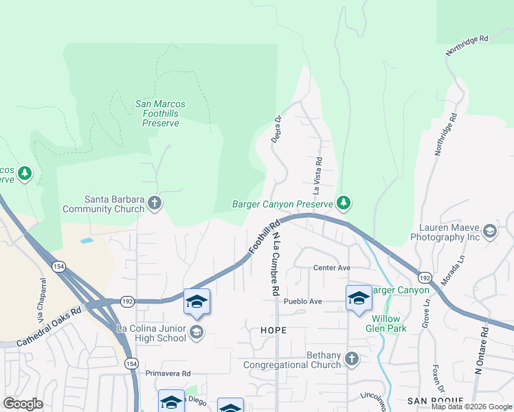 map of restaurants, bars, coffee shops, grocery stores, and more near 3919 Antone Road in Santa Barbara