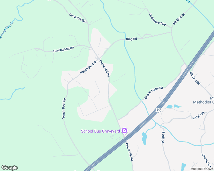 map of restaurants, bars, coffee shops, grocery stores, and more near 1453 Crane Mill Road in Alto