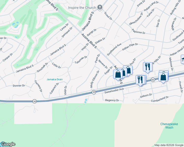 map of restaurants, bars, coffee shops, grocery stores, and more near 882 Paso Drive in Lake Havasu City