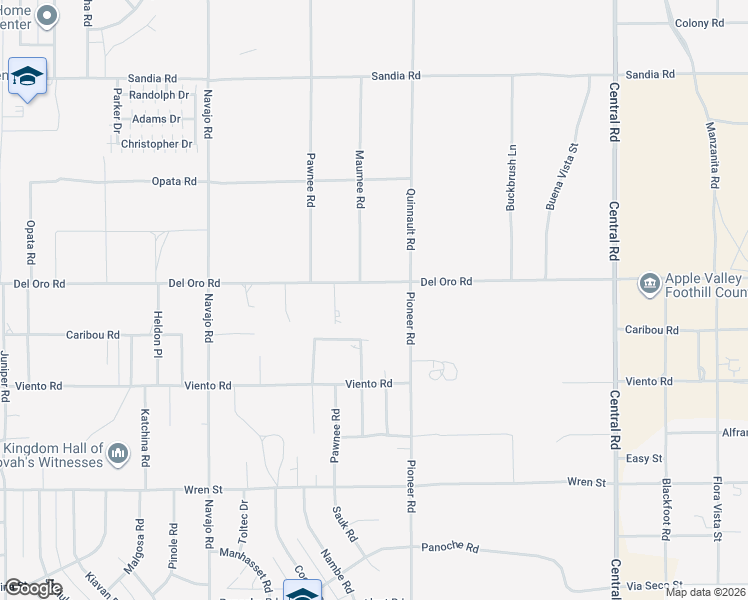 map of restaurants, bars, coffee shops, grocery stores, and more near 22025 Del Oro Road in Apple Valley