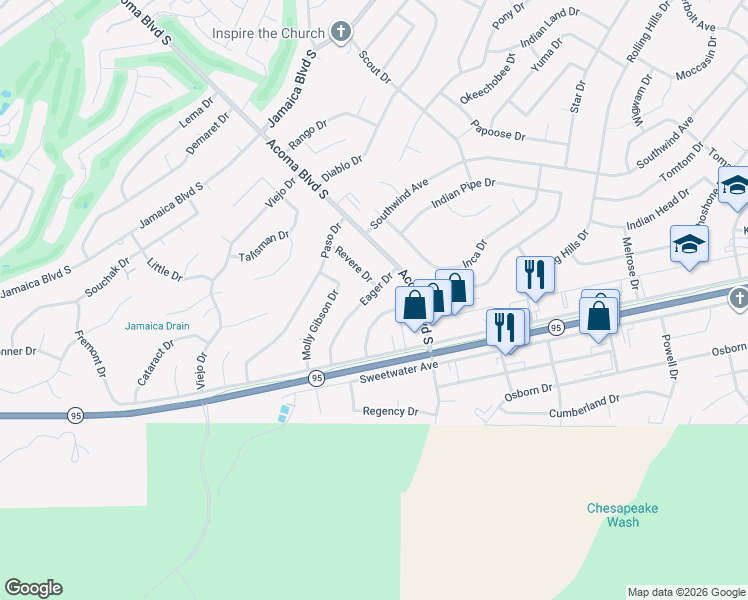 map of restaurants, bars, coffee shops, grocery stores, and more near 922 Eager Drive in Lake Havasu City