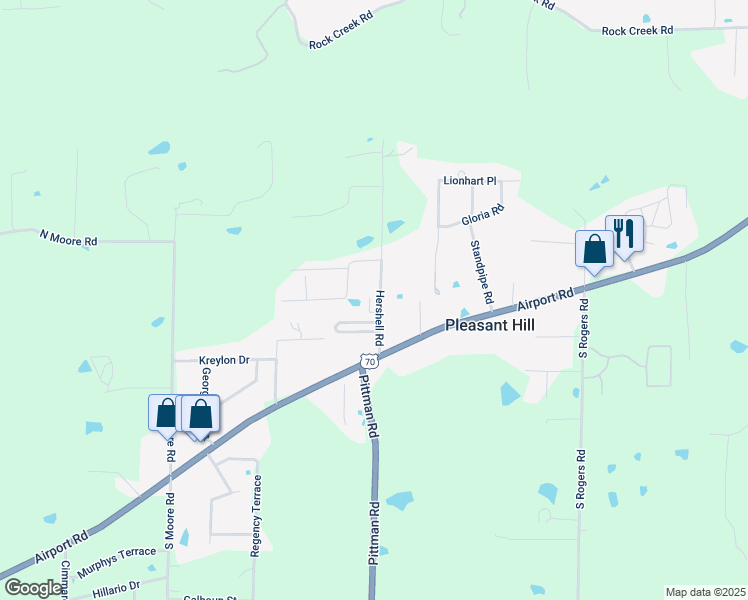 map of restaurants, bars, coffee shops, grocery stores, and more near 157 Hershell Road in Hot Springs