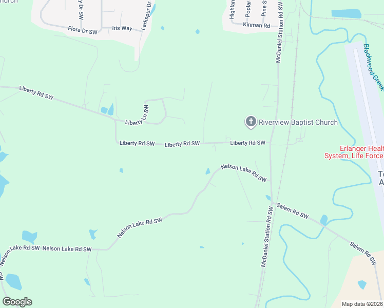 map of restaurants, bars, coffee shops, grocery stores, and more near 314 Liberty Road Southwest in Calhoun