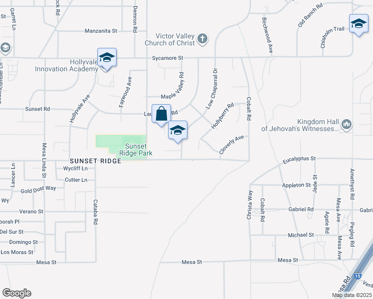 map of restaurants, bars, coffee shops, grocery stores, and more near 11357 Low Chaparral Drive in Victorville
