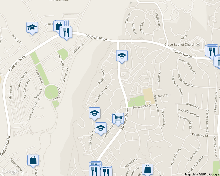 map of restaurants, bars, coffee shops, grocery stores, and more near 23736 Cottonwood Court in Santa Clarita