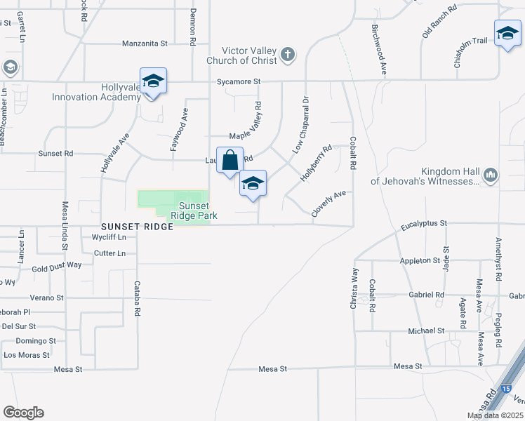 map of restaurants, bars, coffee shops, grocery stores, and more near 11357 Low Chaparral Drive in Victorville