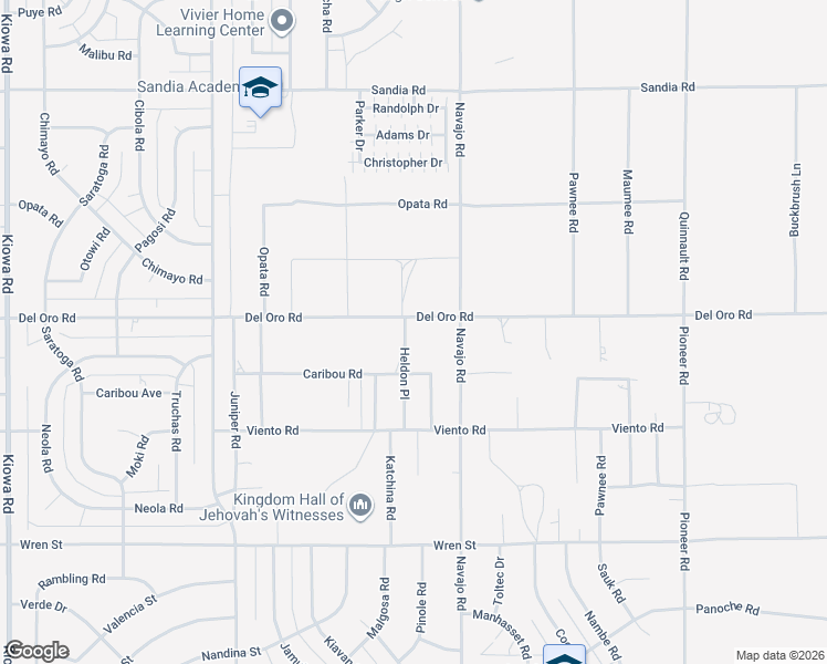 map of restaurants, bars, coffee shops, grocery stores, and more near 11283 Tecopa Road in Apple Valley
