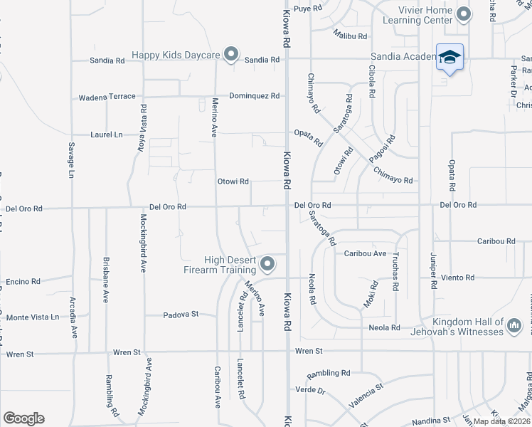 map of restaurants, bars, coffee shops, grocery stores, and more near 20869 Del Oro Road in Apple Valley