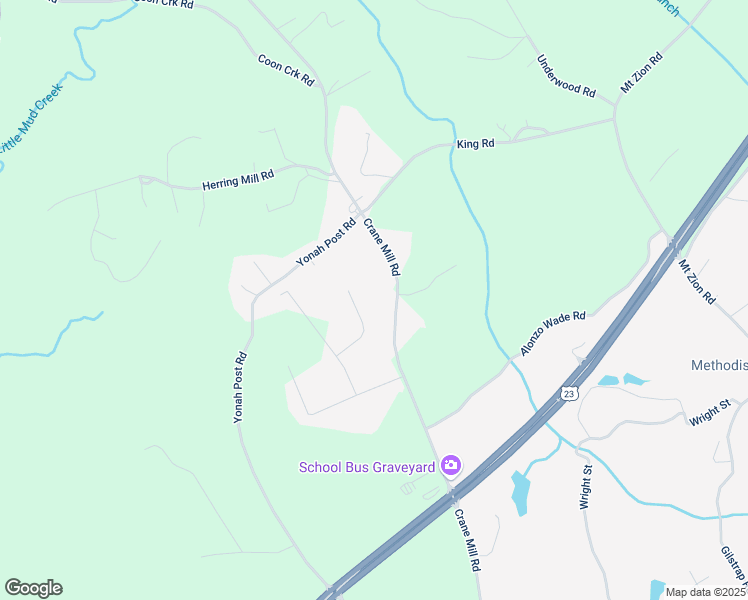 map of restaurants, bars, coffee shops, grocery stores, and more near 1453 Crane Mill Road in Alto