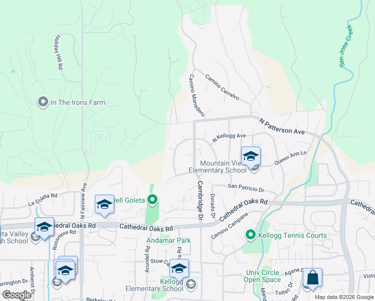 map of restaurants, bars, coffee shops, grocery stores, and more near 5614 Via Ravenna in Goleta