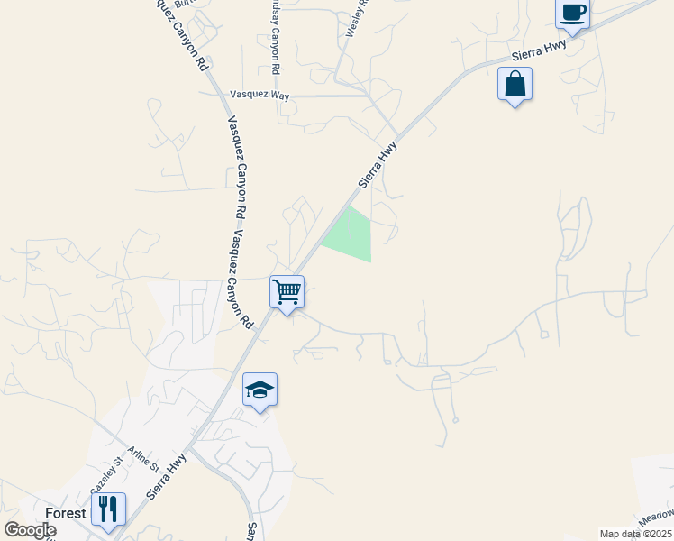 map of restaurants, bars, coffee shops, grocery stores, and more near 16164 Sierra Highway in Santa Clarita