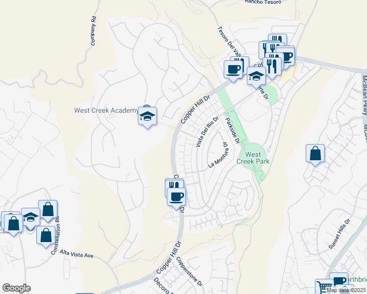map of restaurants, bars, coffee shops, grocery stores, and more near 28556 Herrera Street in Santa Clarita